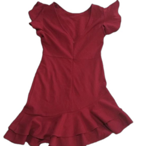(80)  Forever 21, red flirty dress, shoulder sleeves,